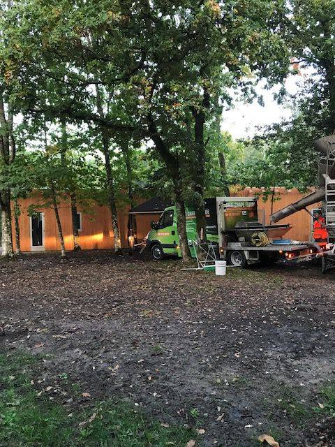 Chantier coulage d'une chape liquide anhydrite Knopp